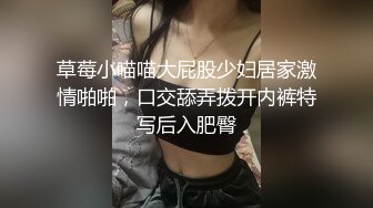 草莓小喵喵大屁股少妇居家激情啪啪，口交舔弄拨开内裤特写后入肥臀