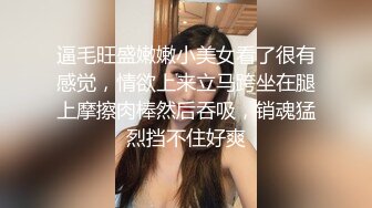 逼毛旺盛嫩嫩小美女看了很有感觉，情欲上来立马跨坐在腿上摩擦肉棒然后吞吸，销魂猛烈挡不住好爽